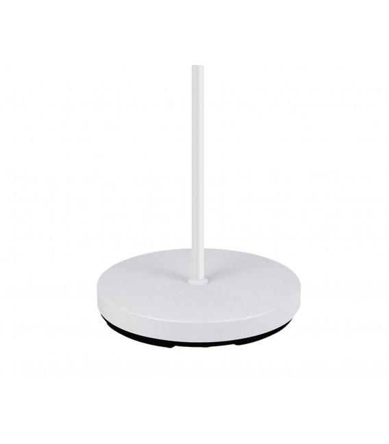 Lámpara de pie boho con pantalla verde y blanca y base blanca minimal1