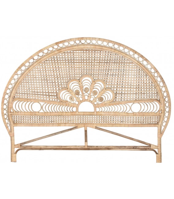 Cabecero de bambú y ratán natural con forma de abanico trenzado Mdmhogar