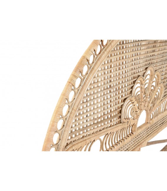 Cabecero de bambú y ratán natural con forma de abanico trenzado