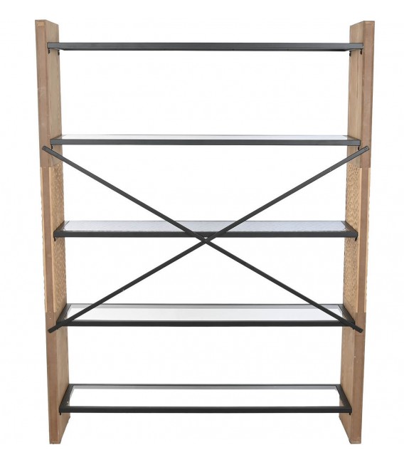 Estantería industrial de madera, metal y cristal con 5 baldas mixtas1