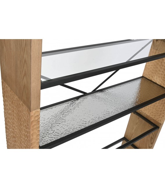Estantería industrial de madera, metal y cristal con 5 baldas mixtas2