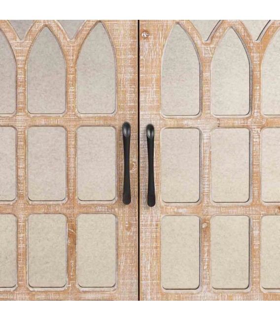 Taquillón rústico con espejos y madera patinada en blanco 4