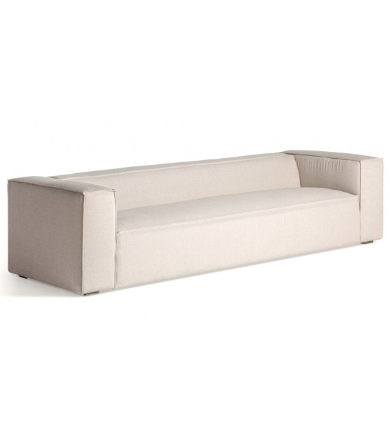 Sofá XXL de líneas rectas y tapizado blanco roto, estilo elegante Mdmhogar