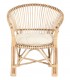 Sillón de comedor colonial de ratán y bambú natural con cojín