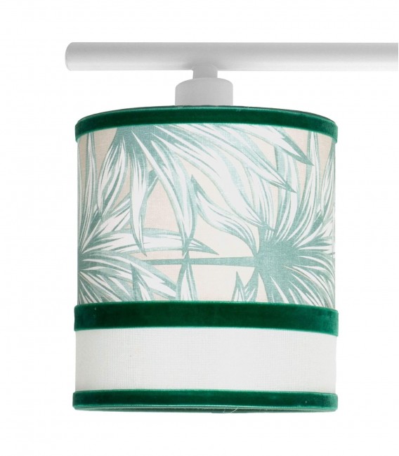 Lámpara de techo boho 4 luces con pantallas textiles tonos verdes