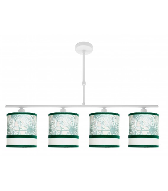 Lámpara de techo boho 4 luces con pantallas textiles tonos verdes Mdmhogar