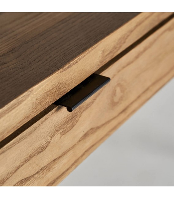 Mesa escritorio industrial en madera de olmo maciza y metal negro3