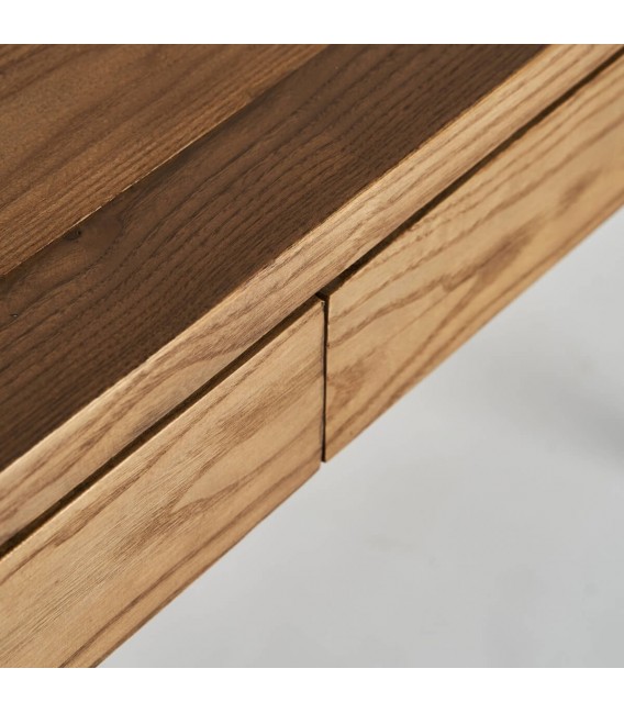 Mesa escritorio industrial en madera de olmo maciza y metal negro4