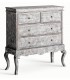 Cómoda clásica gris con 4 cajones y acabado decapado en madera tallada Mdmhogar