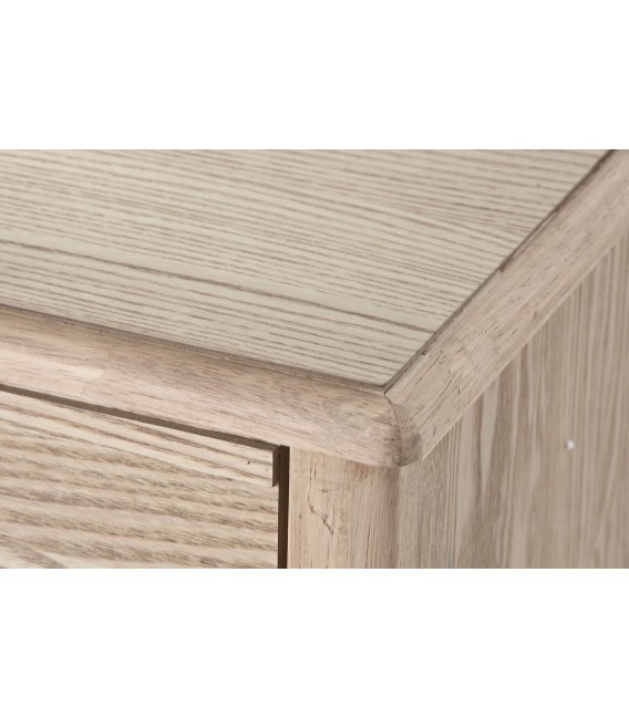 Cómoda oriental chic de abeto natural con 6 cajones y tiradores de ratán5