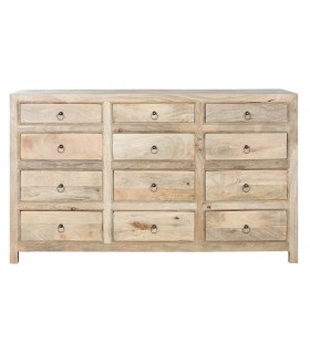 Cómoda oriental XXL con 12 cajones de madera maciza de mango natural