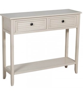 Consola contemporánea de madera beige con 2 cajones y balda inferior Mdmhogar