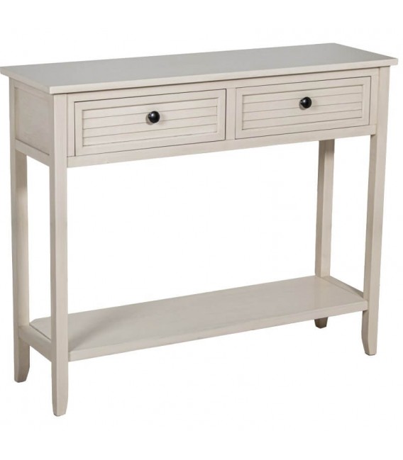 Consola contemporánea de madera beige con 2 cajones y balda inferior Mdmhogar