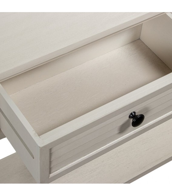 Consola contemporánea de madera beige con 2 cajones y balda inferior3