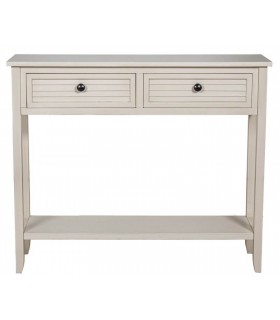 Consola contemporánea de madera beige con 2 cajones y balda inferior1