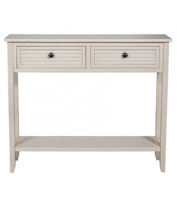 Consola contemporánea de madera beige con 2 cajones y balda inferior1