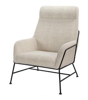 Sillón contemporáneo tapizado beige con patas metálicas negras Mdmhogar