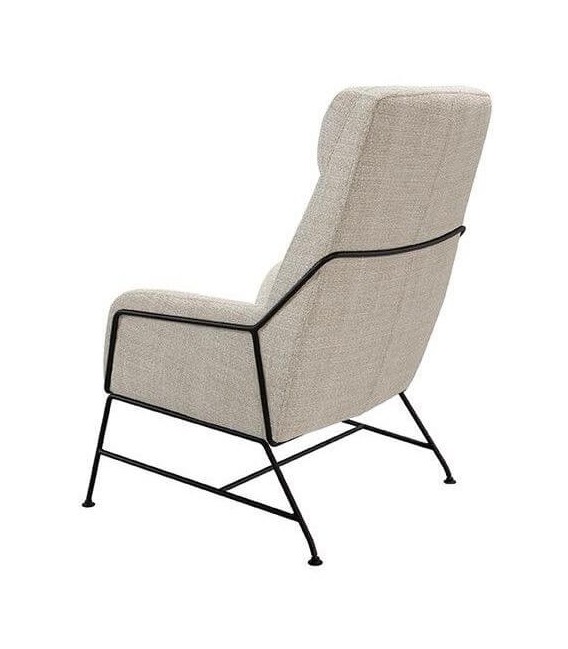 Sillón contemporáneo tapizado beige con patas metálicas negras1