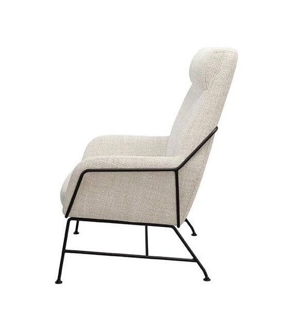 Sillón contemporáneo tapizado beige con patas metálicas negras2