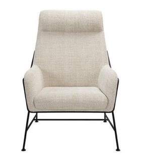 Sillón contemporáneo tapizado beige con patas metálicas negras