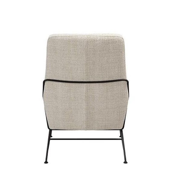 Sillón contemporáneo tapizado beige con patas metálicas negras3