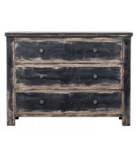 Cómoda negra oriental de madera maciza con 3 cajones amplios1