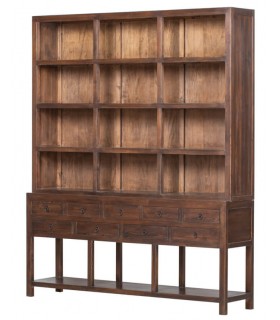 Estantería oriental grande de madera nogal con 9 cajones artesanales Mdmhogar