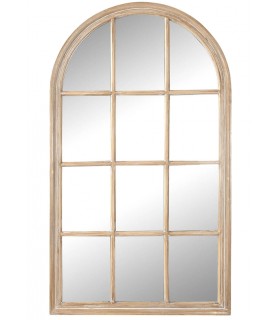 Espejo boho efecto ventana con marco blanco de madera natural Mdmhogar