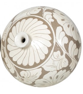 Jarrón redondeado decorado a mano con motivos florales topo y blanco