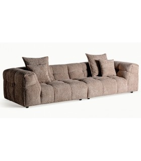 Sofá XXL contemporáneo tapizado en chenilla marrón con patas negras Mdmhogar