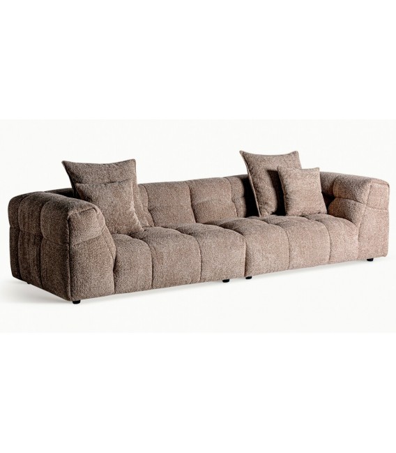 Sofá XXL contemporáneo tapizado en chenilla marrón con patas negras Mdmhogar