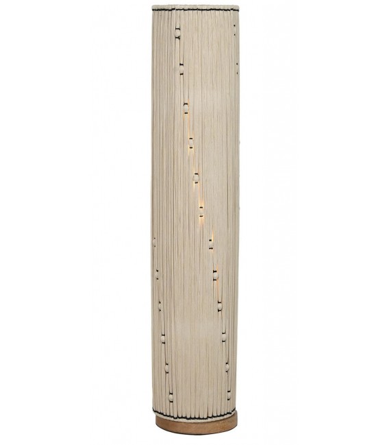 Lámpara de pie en algodón y rafia natural detalles en negro artesanal Mdmhogar