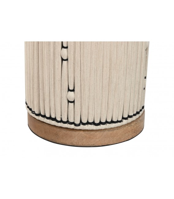 Lámpara de pie en algodón y rafia natural detalles en negro artesanal3