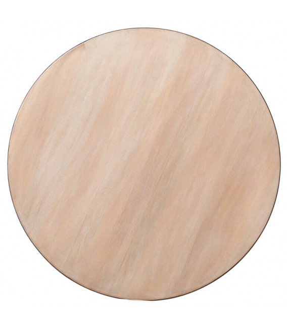 Mesa de comedor redonda de pino tallado con base negra y tapa natural1