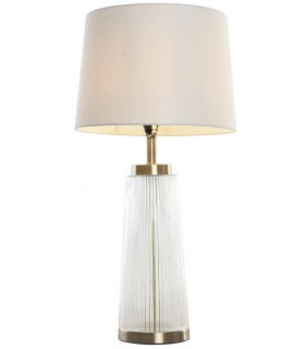 Lámpara de sobremesa en cristal corrugado con pantalla algodón blanco Mdmhogar