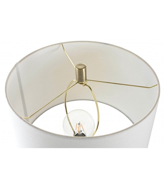 Lámpara de sobremesa en cristal corrugado con pantalla algodón blanco1