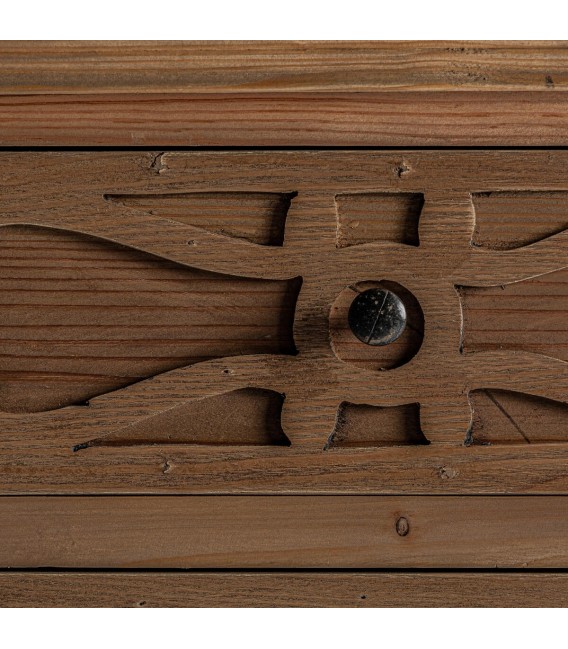 Mesita de noche de madera reciclada con 3 cajones y acabado vintage4