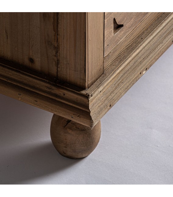 Mesita de noche de madera reciclada con 3 cajones y acabado vintage5