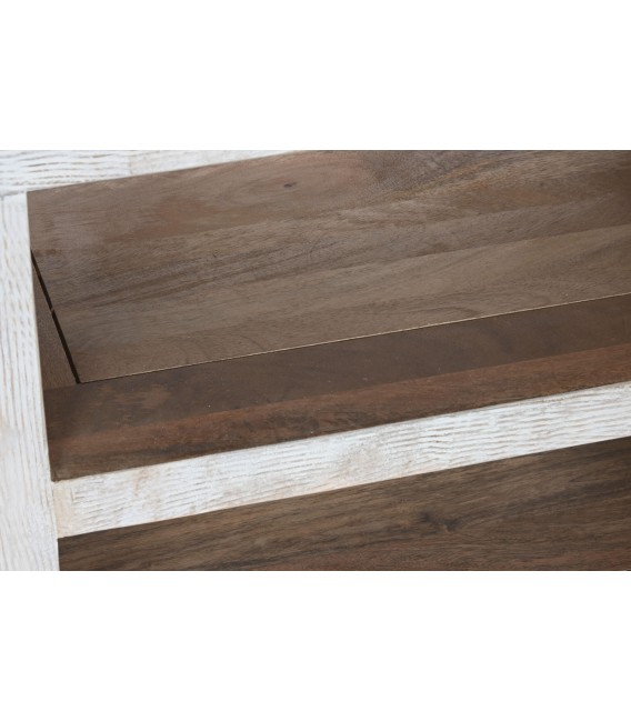 Mueble de TV boho de mango con 2 puertas, baldas y acabado decapado7