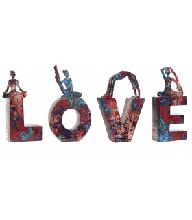 Figura decorativa LOVE multicolor con siluetas de yoga Mdmhogar