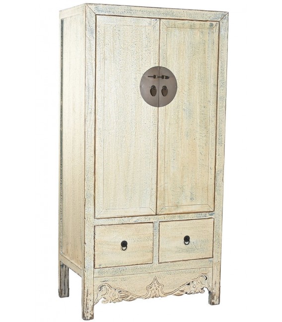 Armario oriental tallado en madera maciza con acabado decapado Mdmhogar