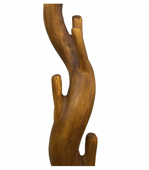 Perchero tronco de madera de suar tallado a mano y natural