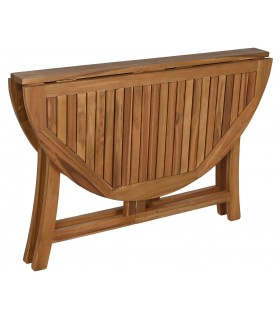 Mesa exterior redonda plegable en madera maciza de acacia acabado teca