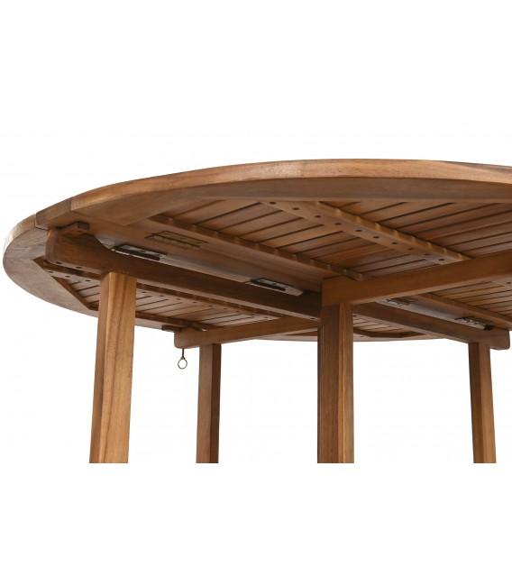 Mesa exterior redonda plegable en madera maciza de acacia acabado teca3