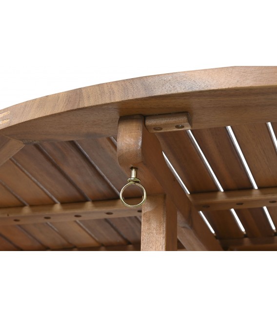 Mesa exterior redonda plegable en madera maciza de acacia acabado teca4