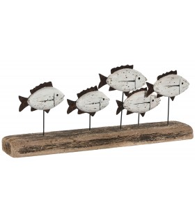 Figura decorativa de madera y metal con peces estilo mediterráneo Mdmhogar