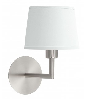 Aplique de pared cromado con pantalla blanca de tela, estilo moderno. mdmhogar