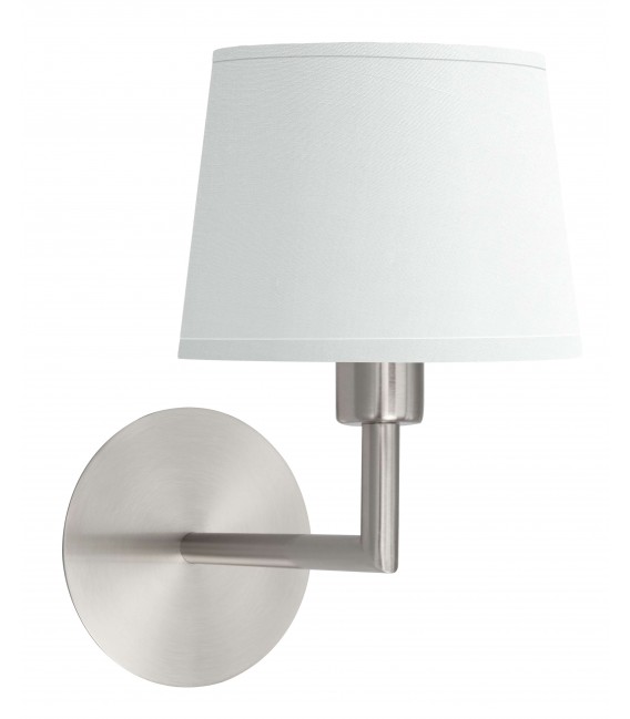 Aplique de pared cromado con pantalla blanca de tela, estilo moderno. mdmhogar