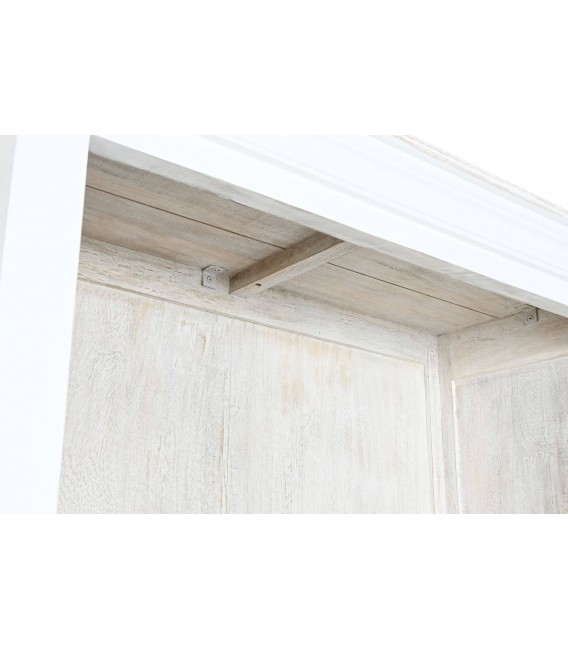 Estantería boho de mango blanqueado con 3 baldas y cajón inferior.3