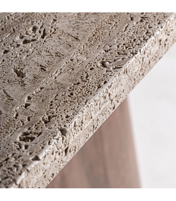 MESA DE COMEDOR 202 X 100 X 81 MUNSA MADERA DE MANGO Y TRAVERTINO